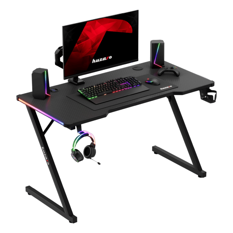 Gejmerski sto Huzaro Hero 2.5 RGB LED 120x60 cm sa RGB trakom, monitorom i gejmerskom opremom